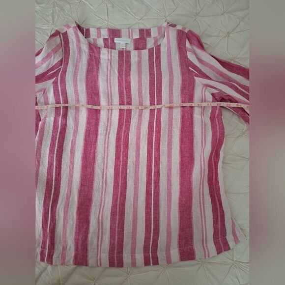 Charter Club 1X linen blouse top, ruffle sleeves - Picture 8 of 10